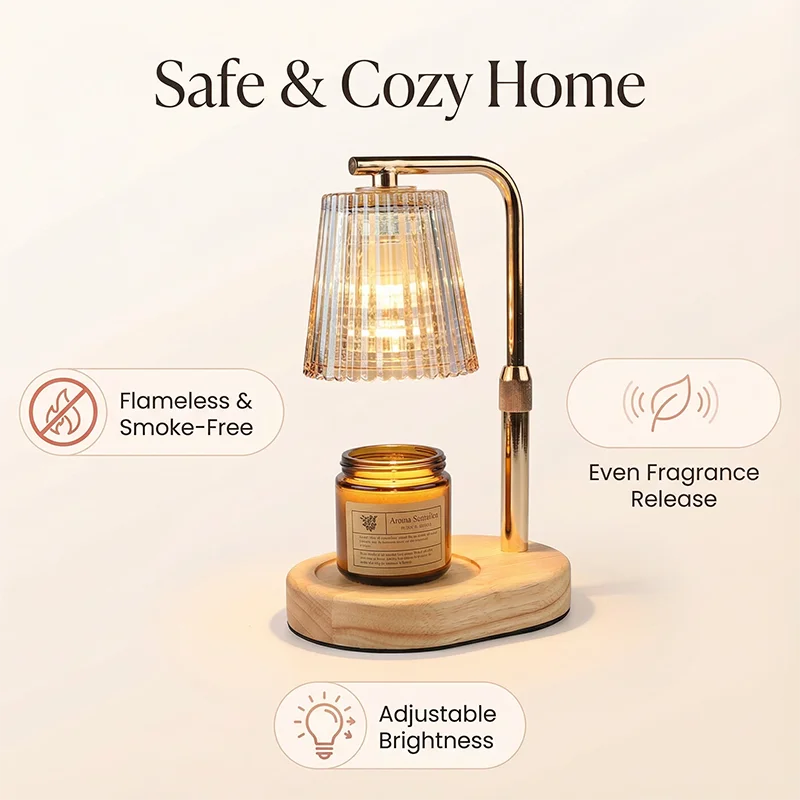50WCandle Warmer Lamp with Timer Dimmable Candle Lamp Warmer Glass Candle Warmer Adjustable Candle Light Cozy Bedroom Home Decor