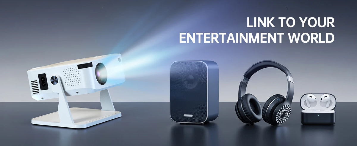 UHOST Mini Projector 4K Android 12.0 1080P 4K 1280*720P Dual WIFI6 BT5.2 Outdoor Portable 180°Rotable Cinema Beam Projector