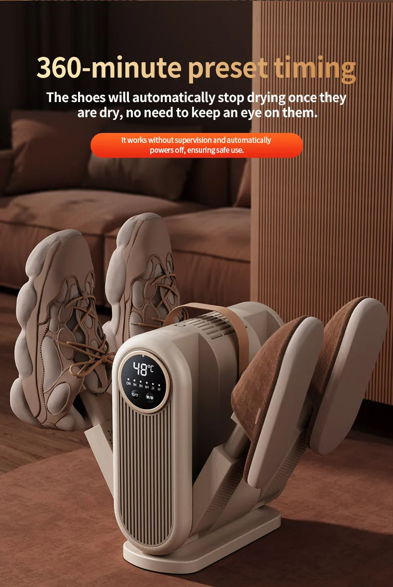 Six-Arm Foldable Shoe Dryer Electric Shoe and Boot Dryer Timing Control Household Shoe Warmer Portable Heater For Socks Boots