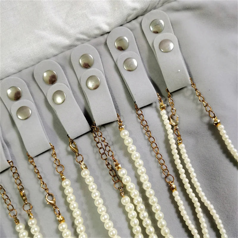 Travel Jewelry Organizer Portable Velvet Ring Earrings Pendant Necklace Holder Bracelet Carrying Storage Bag Foldable Roll Pouch