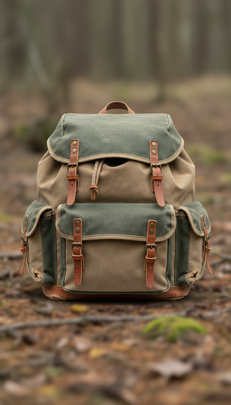 Weathered Canvas Daypack with Reinforced Base